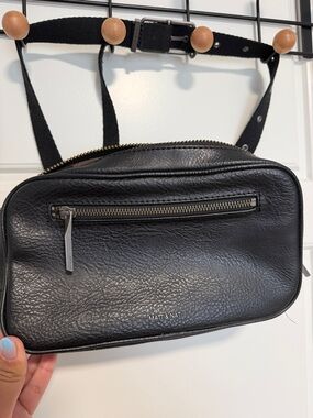 Matt & Nat Black Vegan Leather Belt Bag with Front Zip